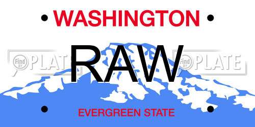 RAW Washington License Plate