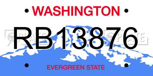 RB13876 Washington License Plate