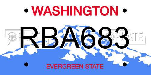 RBA683 Washington License Plate