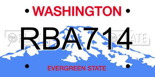 RBA714 Washington License Plate