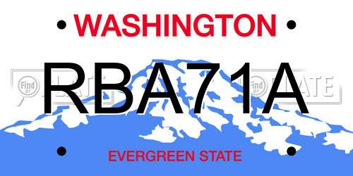 RBA71A Washington License Plate