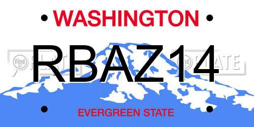 RBAZ14 Washington License Plate