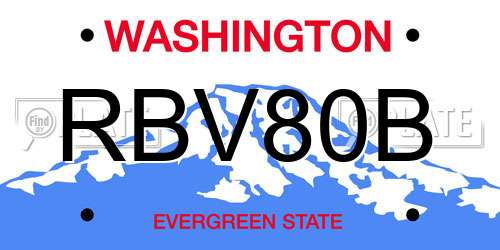 RBV80B Washington License Plate