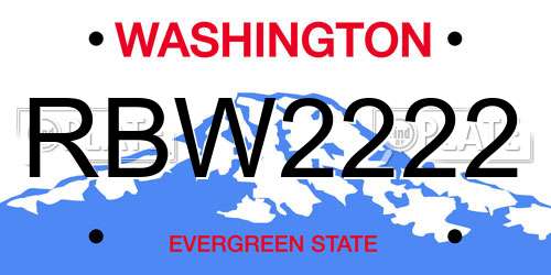 RBW2222 Washington License Plate