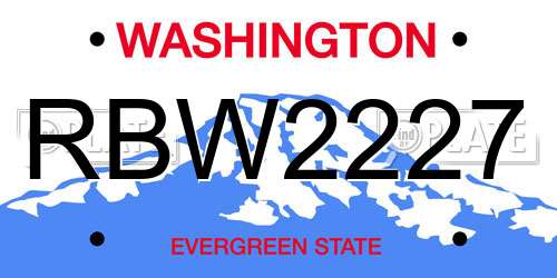 RBW2227 Washington License Plate