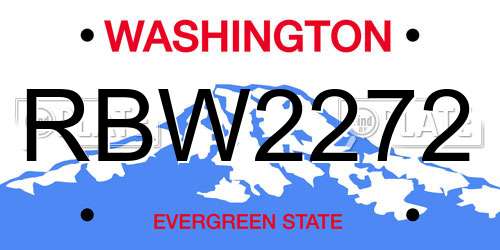 RBW2272 Washington License Plate