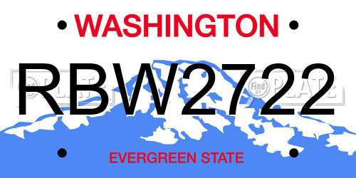 RBW2722 Washington License Plate