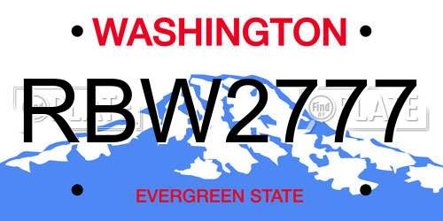 RBW2777 Washington License Plate