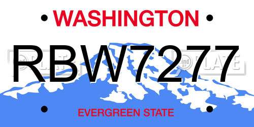 RBW7277 Washington License Plate