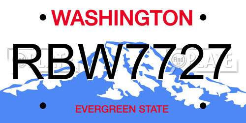 RBW7727 Washington License Plate