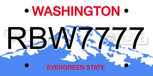 RBW7777 Washington License Plate