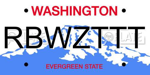 RBWZTTT Washington License Plate