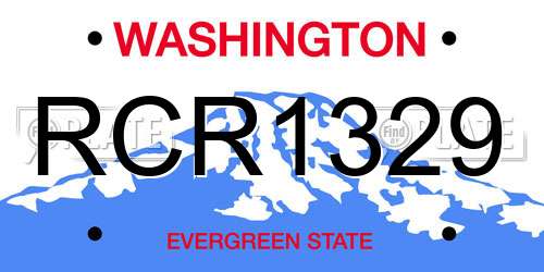 RCR1329 Washington License Plate