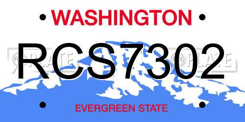 RCS7302 Washington License Plate