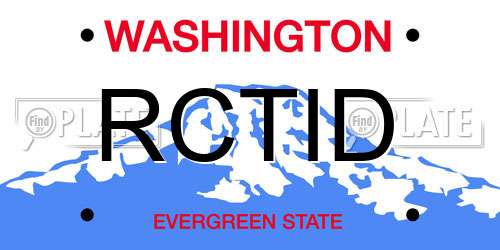 RCTID Washington License Plate
