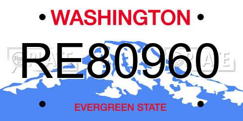 RE80960 Washington License Plate