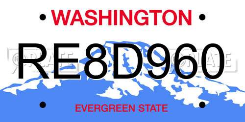 RE8D960 Washington License Plate