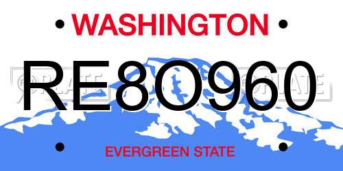 RE8O960 Washington License Plate