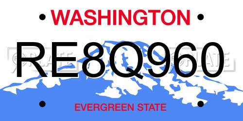 RE8Q960 Washington License Plate