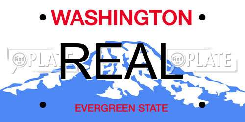 REAL Washington License Plate