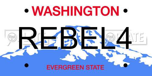 REBEL4 Washington License Plate
