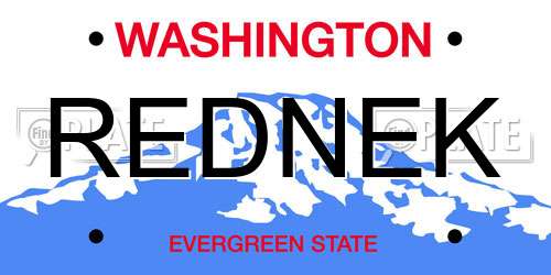 REDNEK Washington License Plate