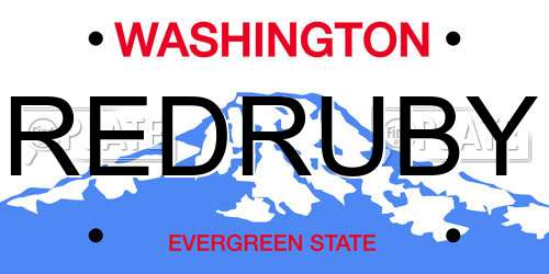 REDRUBY Washington License Plate