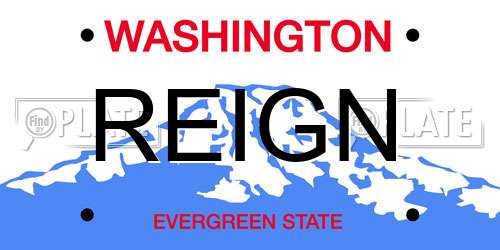 REIGN Washington License Plate
