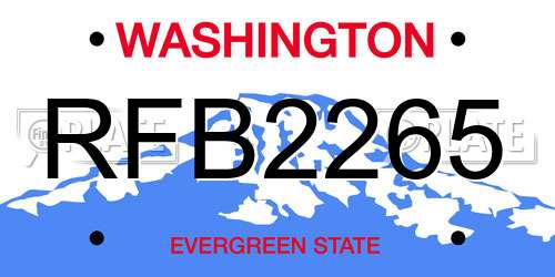 RFB2265 Washington License Plate