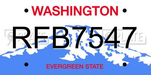RFB7547 Washington License Plate