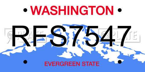 RFS7547 Washington License Plate
