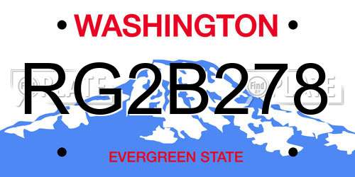 RG2B278 Washington License Plate