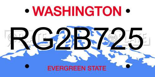 RG2B725 Washington License Plate