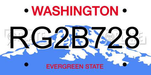 RG2B728 Washington License Plate