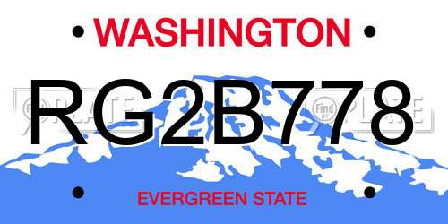 RG2B778 Washington License Plate