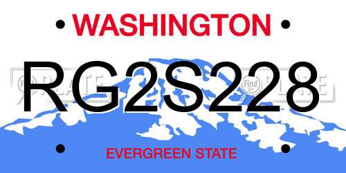 RG2S228 Washington License Plate