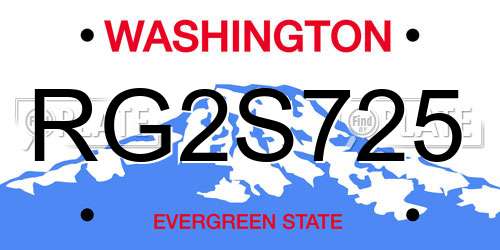 RG2S725 Washington License Plate