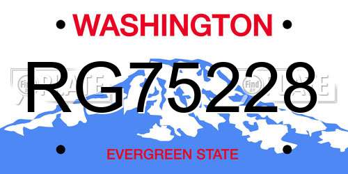 RG75228 Washington License Plate
