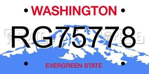 RG75778 Washington License Plate