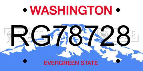 RG78728 Washington License Plate