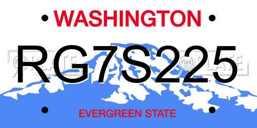 RG7S225 Washington License Plate
