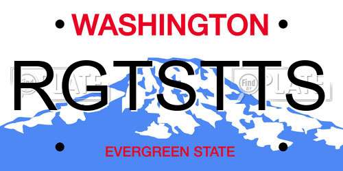 RGTSTTS Washington License Plate