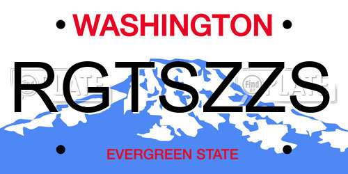 RGTSZZS Washington License Plate