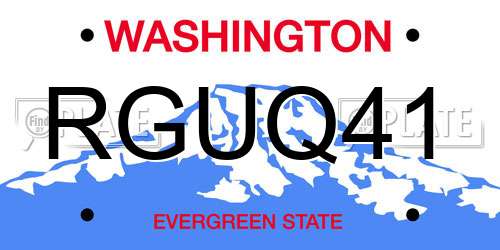 RGUQ41 Washington License Plate