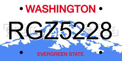 RGZ5228 Washington License Plate