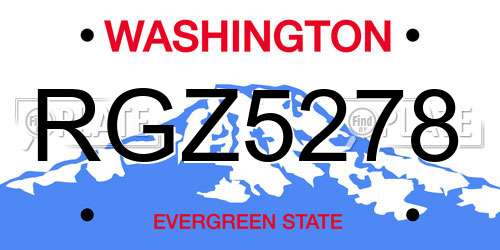 RGZ5278 Washington License Plate