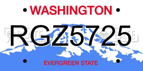 RGZ5725 Washington License Plate