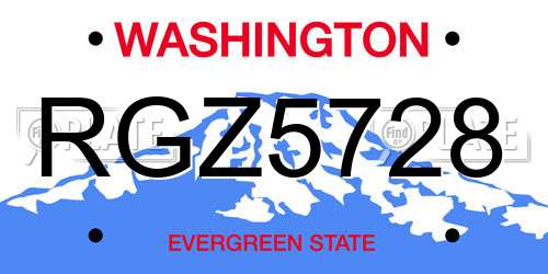 RGZ5728 Washington License Plate