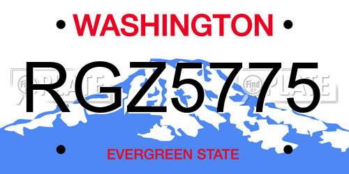 RGZ5775 Washington License Plate