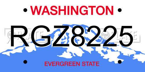 RGZ8225 Washington License Plate